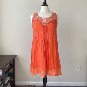 FINAL SALE $9 // SACRED THREADS Natural Clothing Bright Orange Tunic Dress